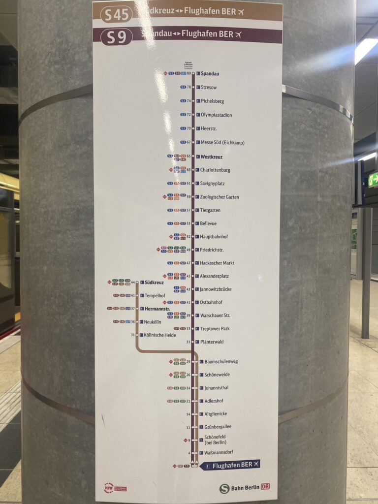 ベルリン空港から市内までの路線図
